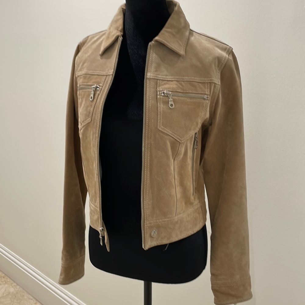 Tan suede cropped jacket